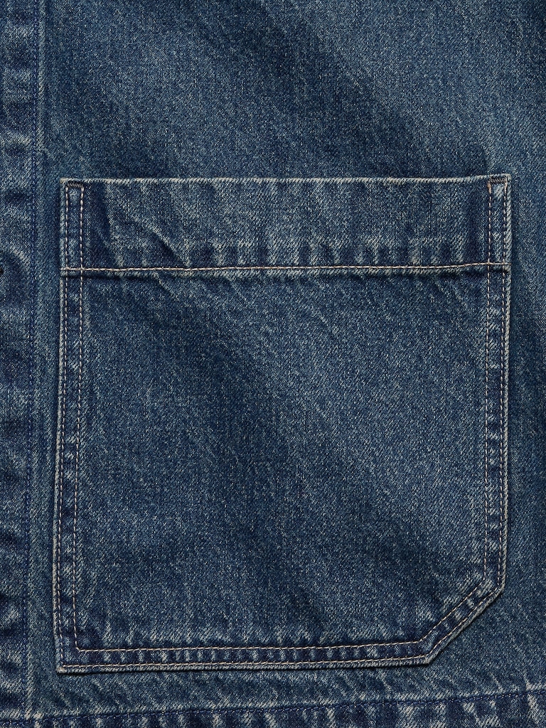 Denim Chore Coat with Corduroy Collar