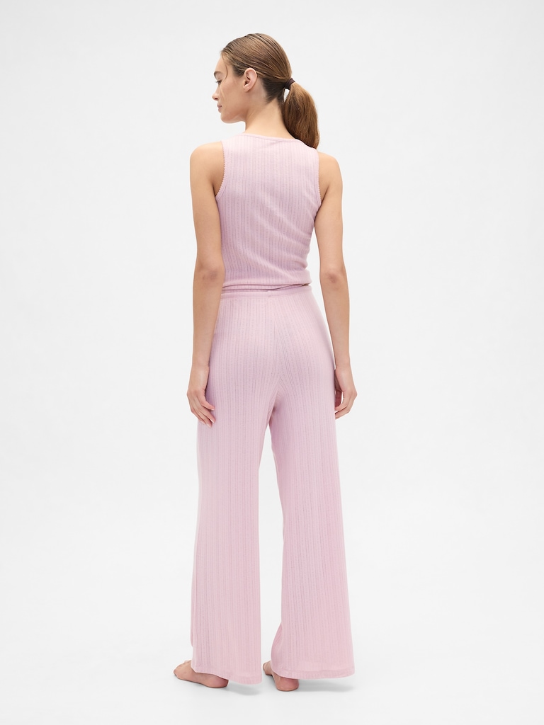 Relaxed Pointelle Wide-Leg PJ Pants