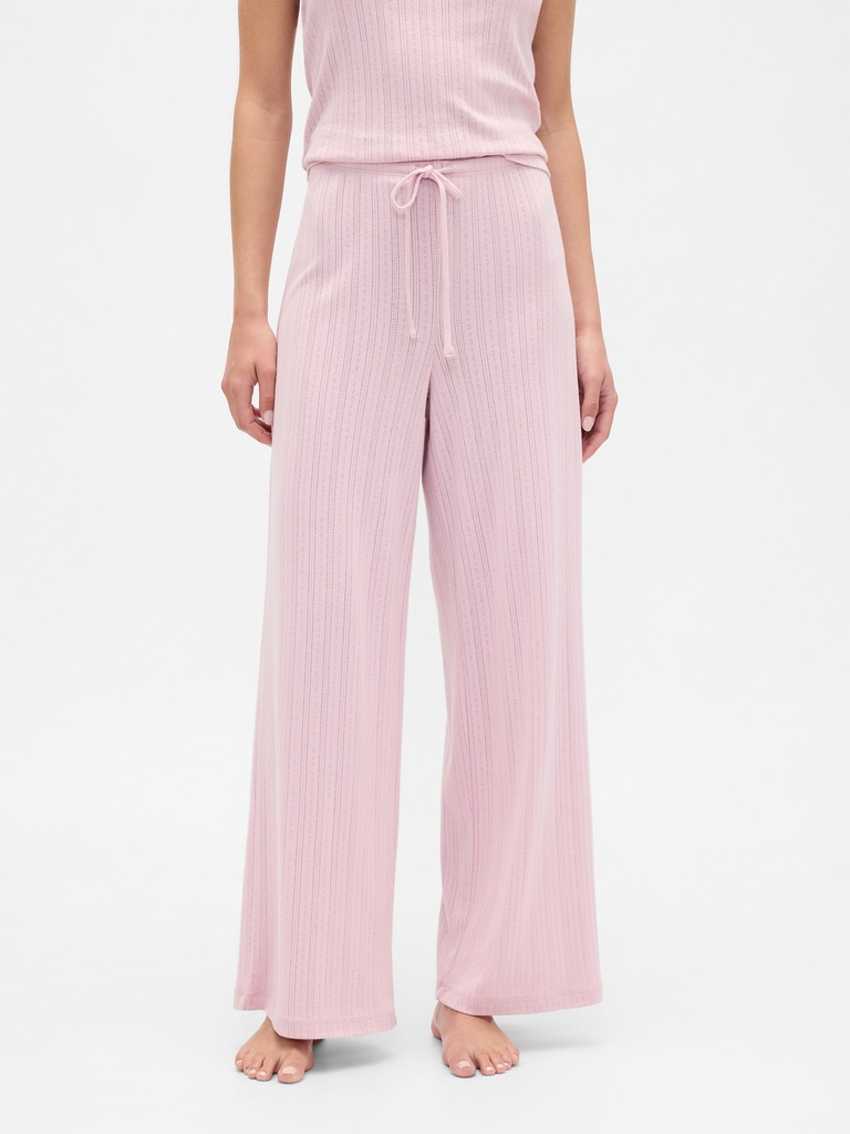 Relaxed Pointelle Wide-Leg PJ Pants