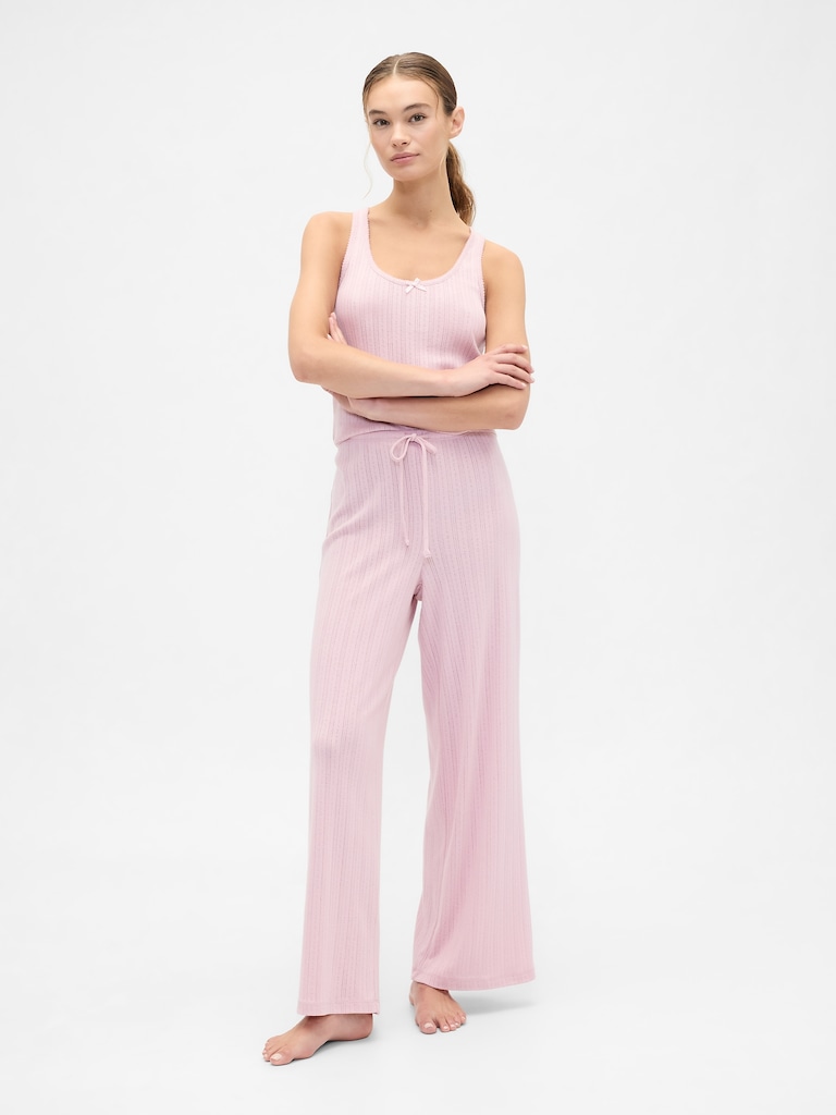 Relaxed Pointelle Wide-Leg PJ Pants