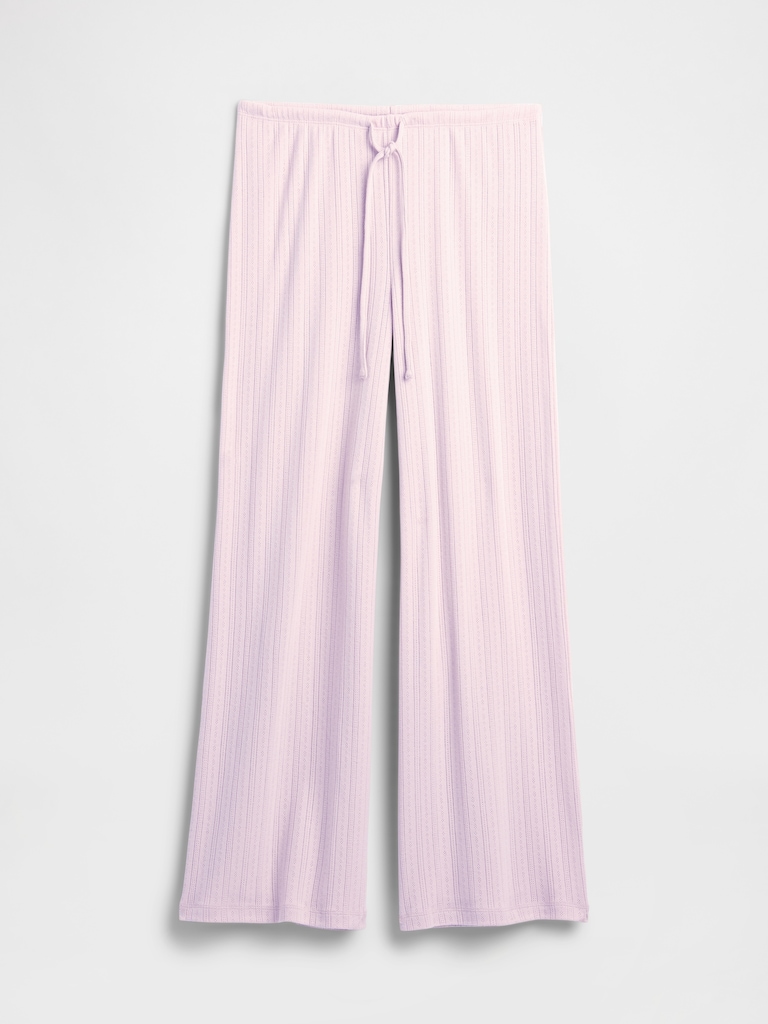 Relaxed Pointelle Wide-Leg PJ Pants