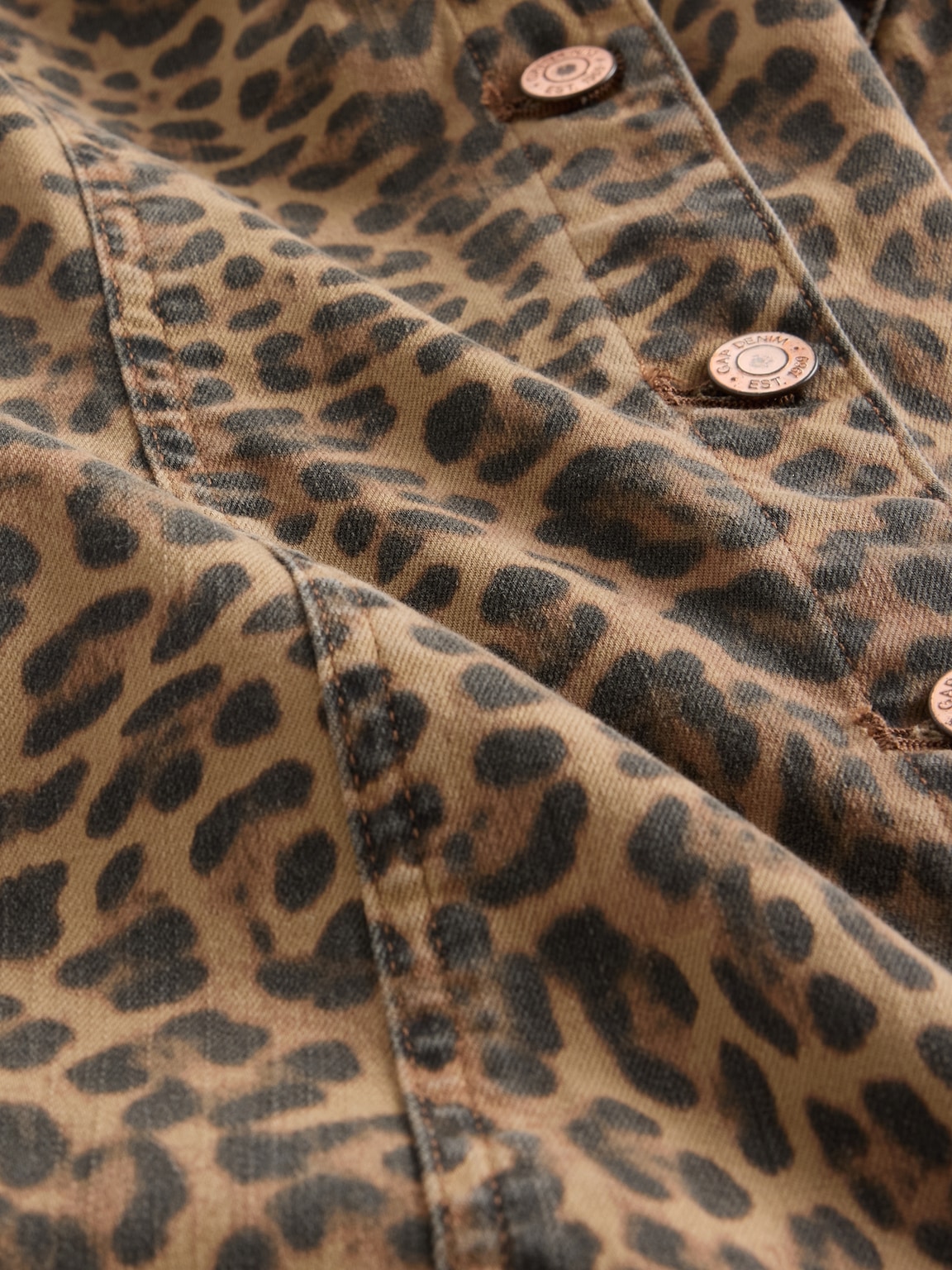 Leopard Denim V-Neck Mini Dress