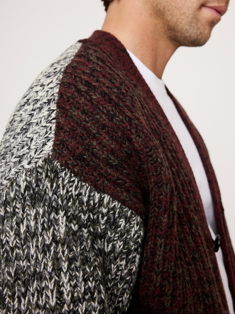 Colorblock Italian Merino-Blend Cardigan