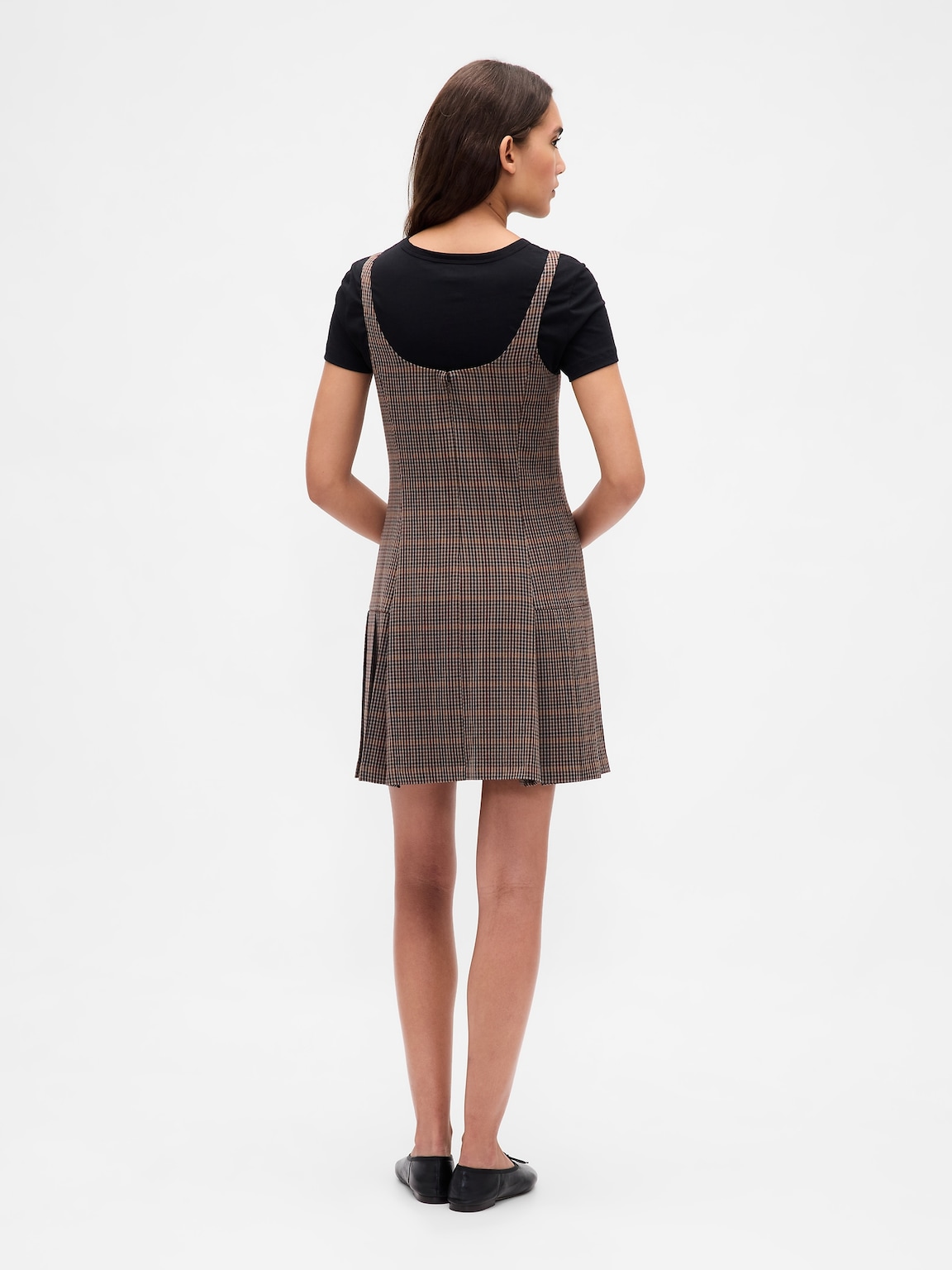 Square-Neck Pleated Mini Dress
