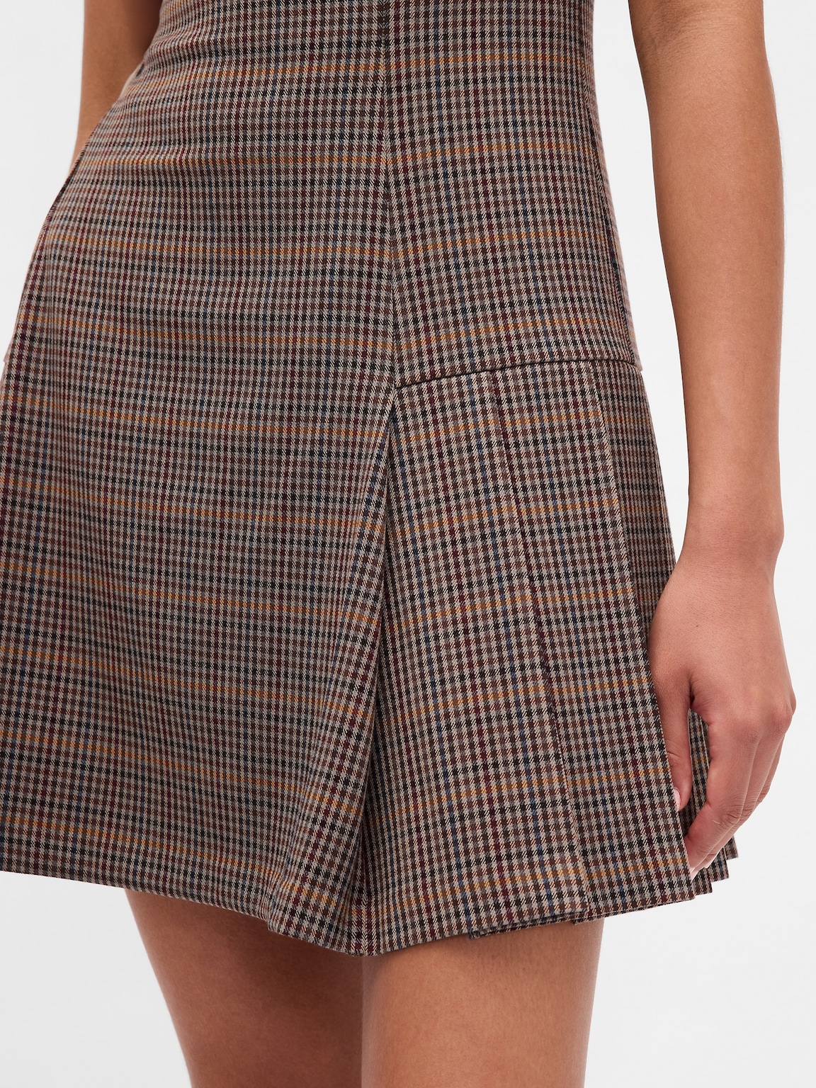 Square-Neck Pleated Mini Dress