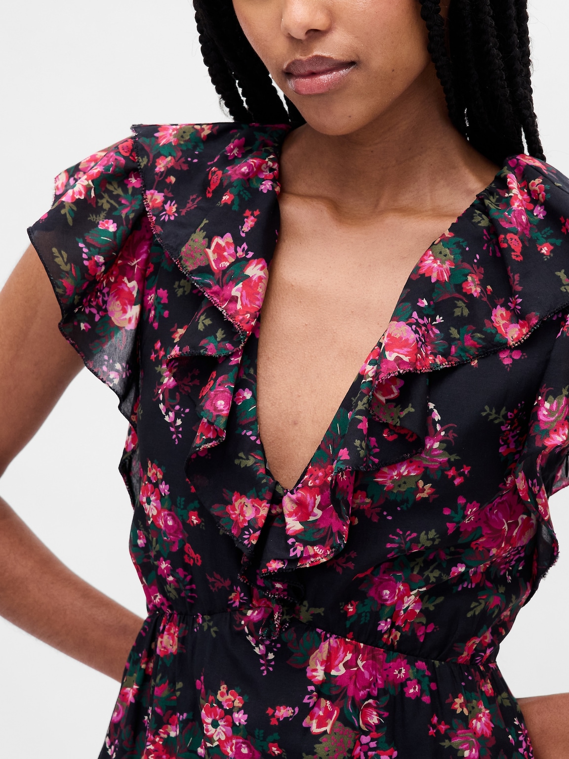 Ruffle V-Neck Maxi Dress