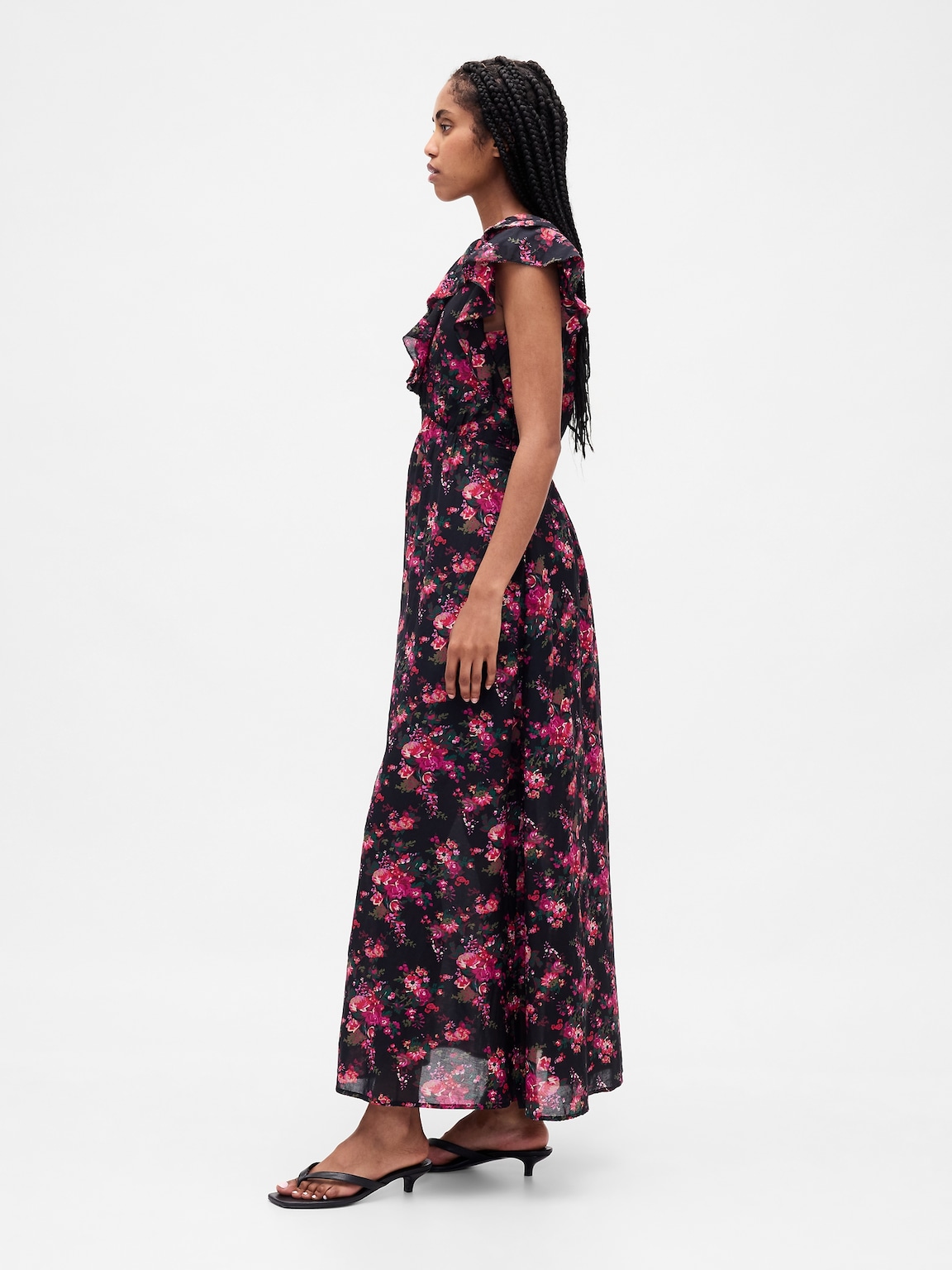 Ruffle V-Neck Maxi Dress