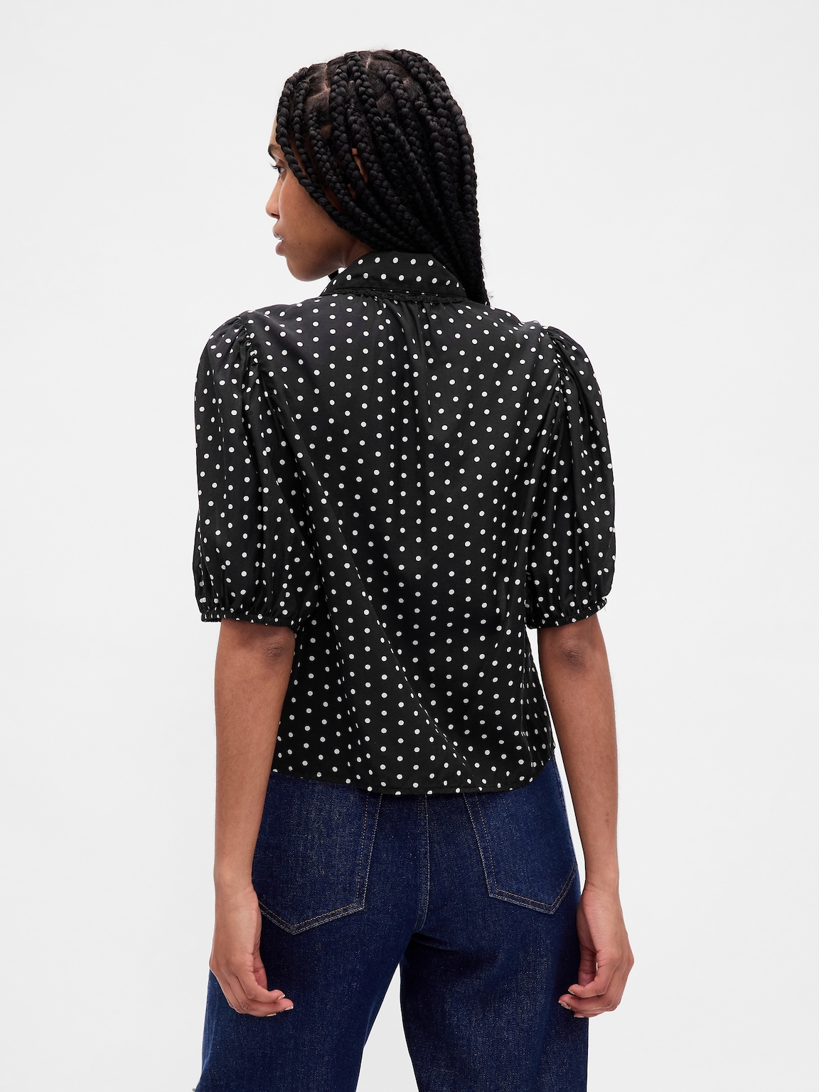 Puff-Sleeve Collared Top