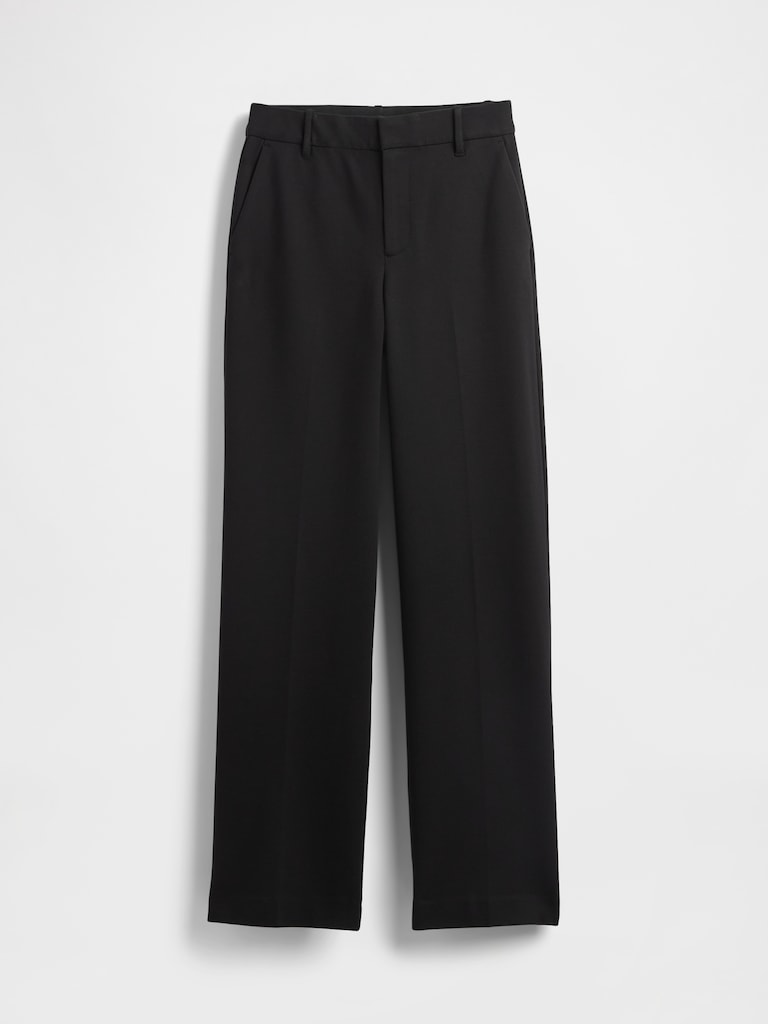 High Rise Double Knit Wide-Leg Pants