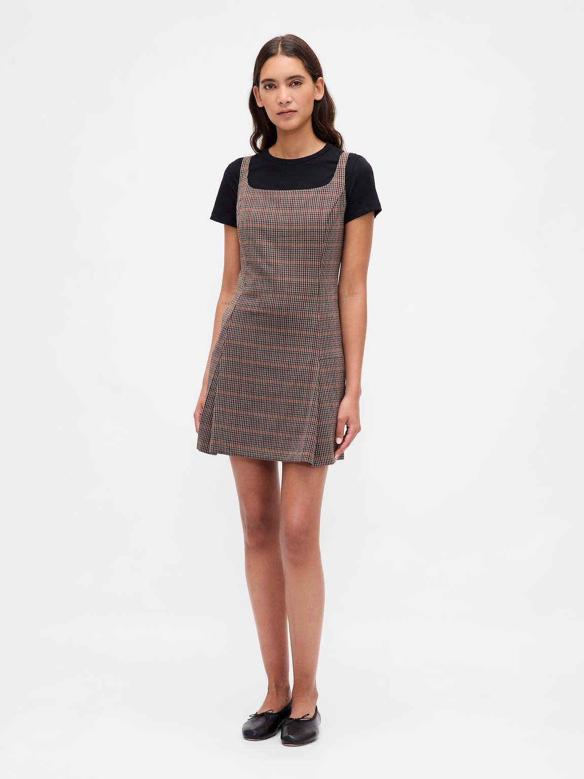 Square-Neck Pleated Mini Dress