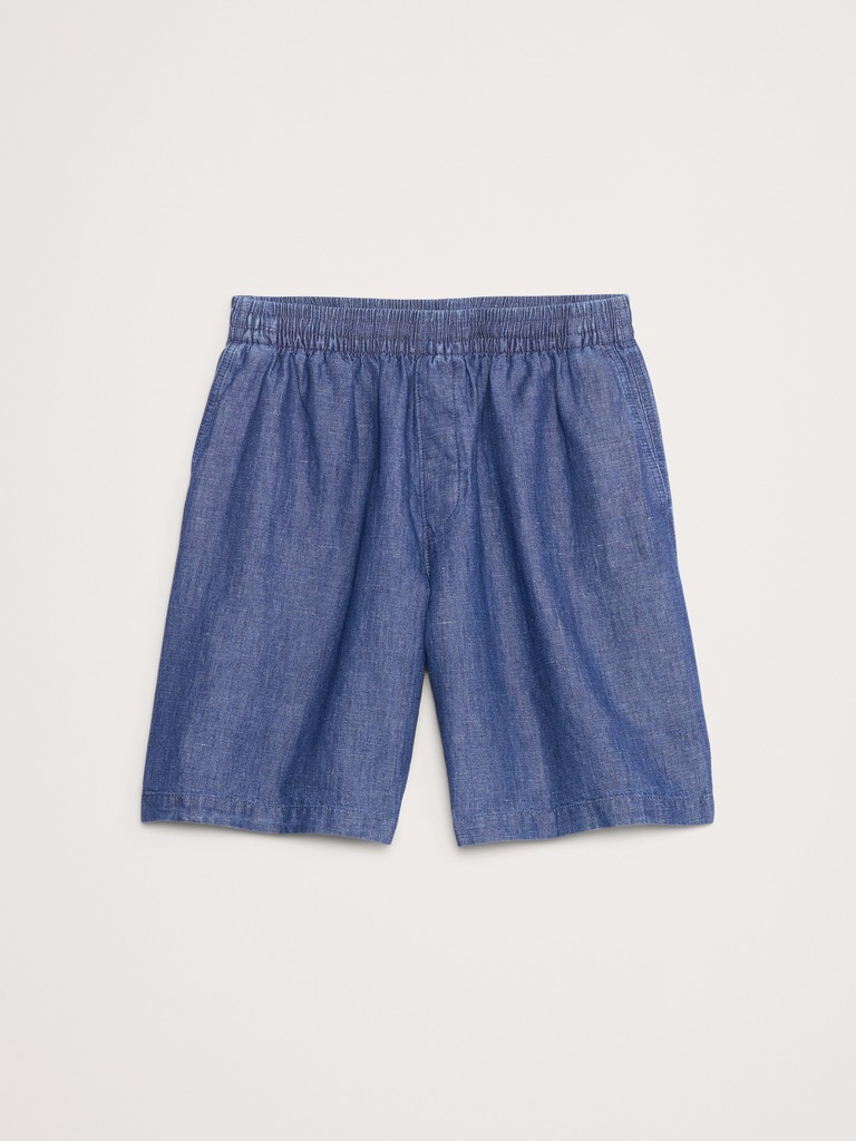 9.5" Cotton-Hemp Chambray Pull-On Short