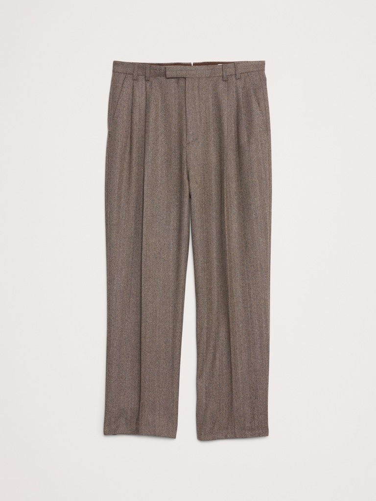 Straight Italian Herringbone Suit Pant