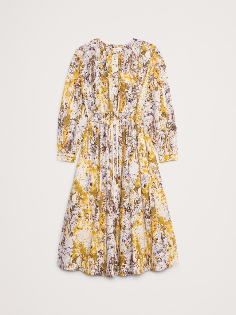 Cotton Poplin Pocket Midi Shirtdress