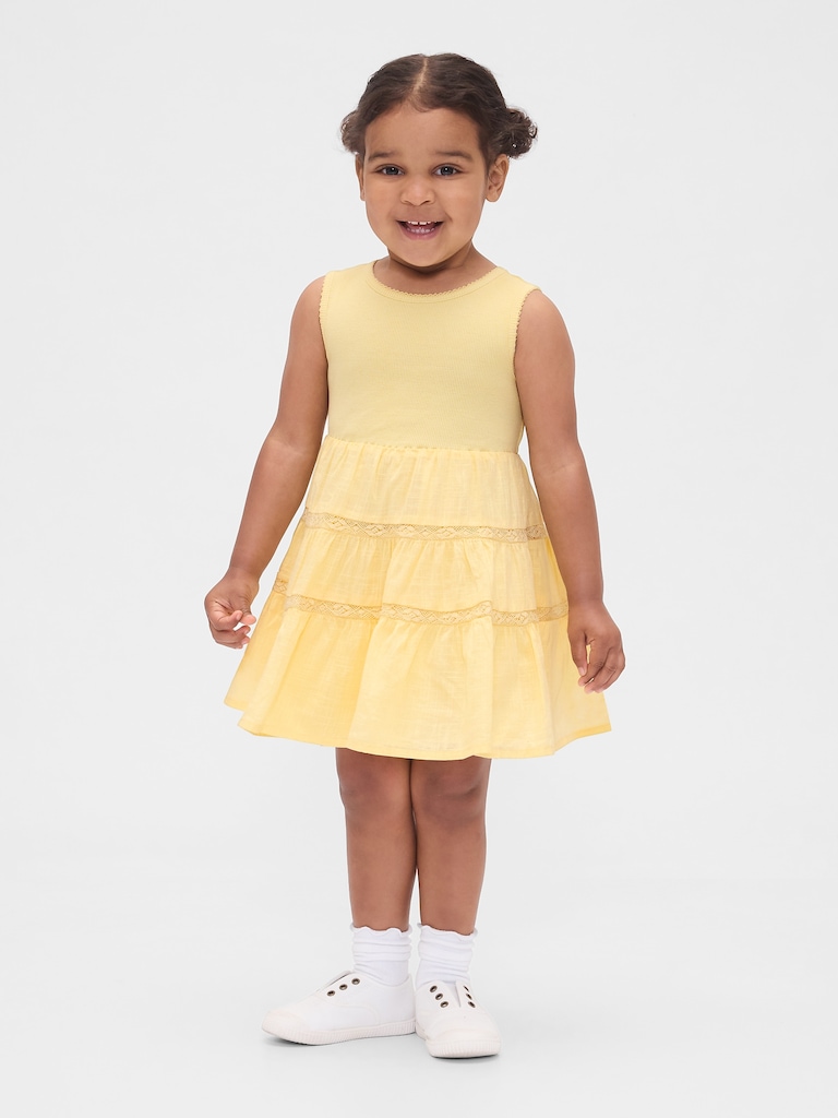 Baby & Toddler Lace-Trim Mixed Media Dress