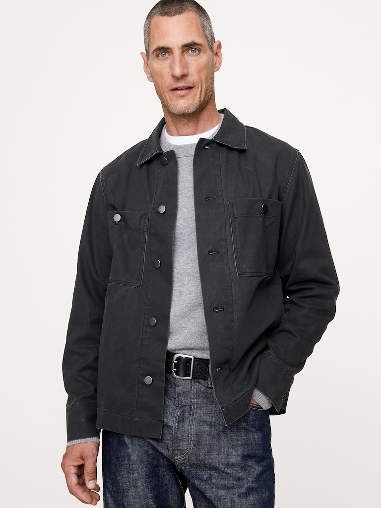 Coated Cotton Twill Overshirt