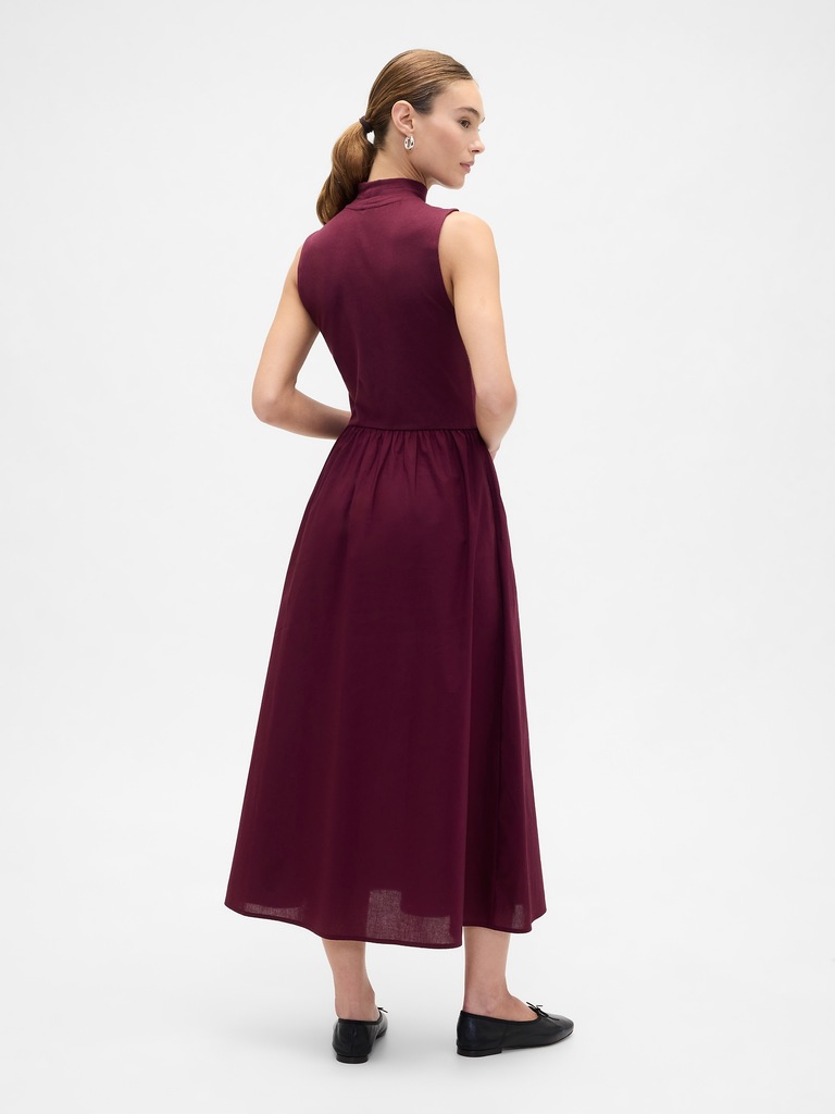 Sleeveless Mockneck Midi Dress