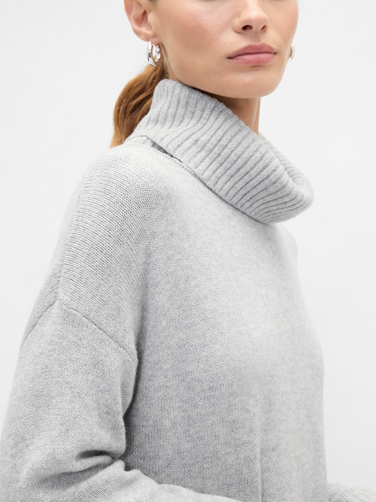 CashSoft Relaxed Turtleneck Sweater Mini Dress