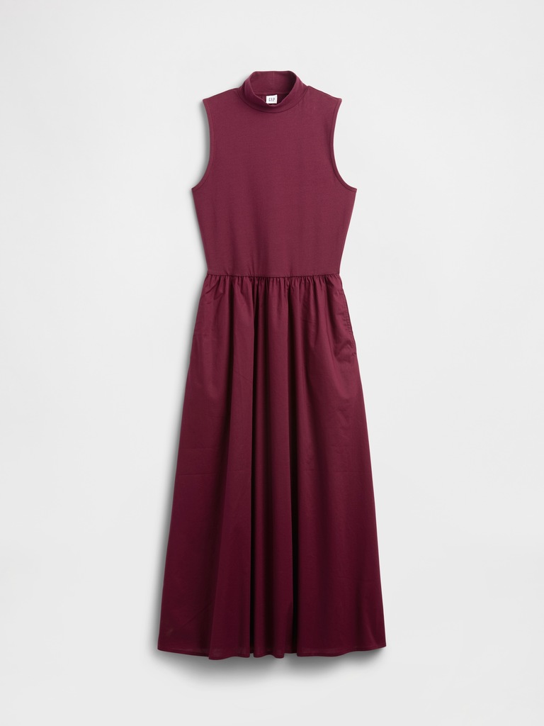 Sleeveless Mockneck Midi Dress