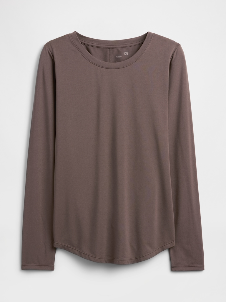 GapFit Brushed Jersey Curved-Hem T-Shirt