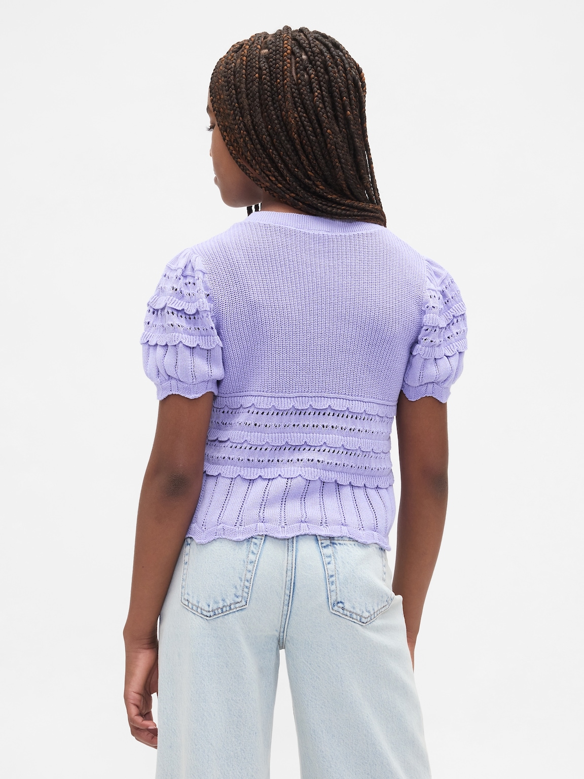 Kids Scalloped Mixed-Stitch Sweater