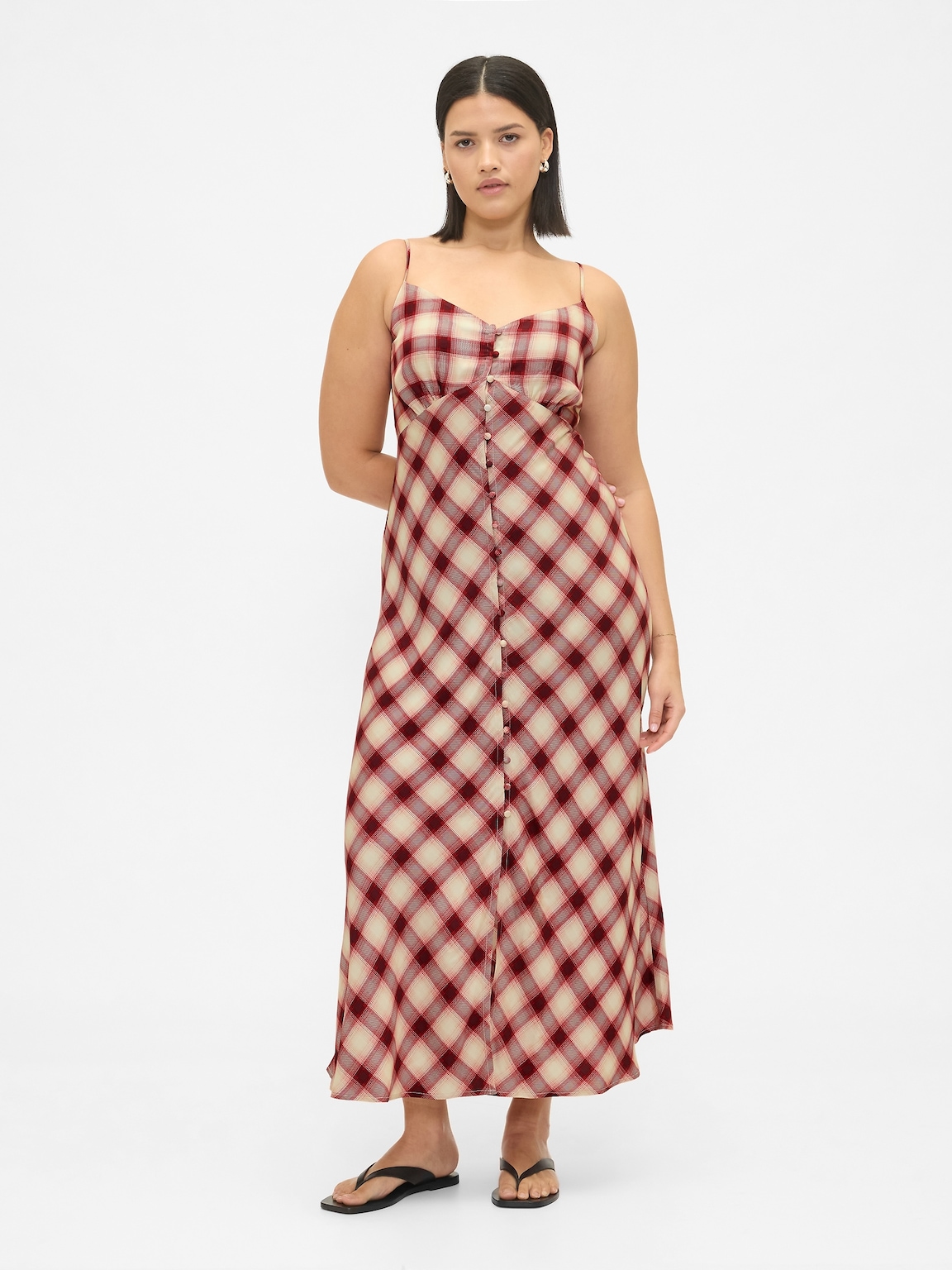 Button-Front Cami Maxi Dress