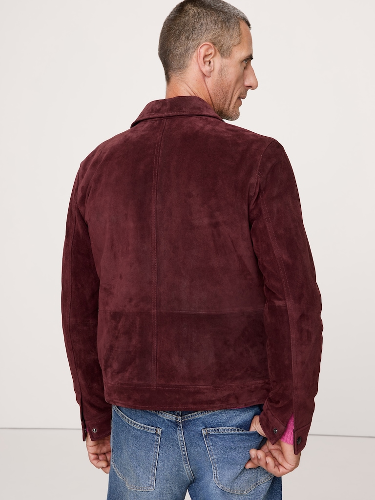 Oiled Suede Trucker Jacket