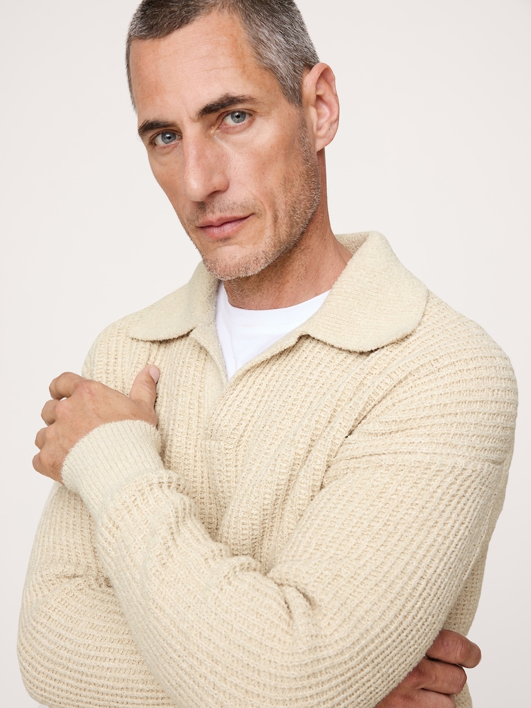 Chunky Cotton-Blend Sweater Polo