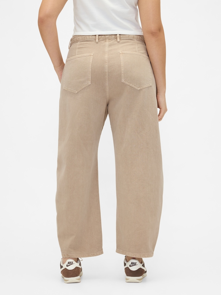 Mid Rise Twill Barrel Pants