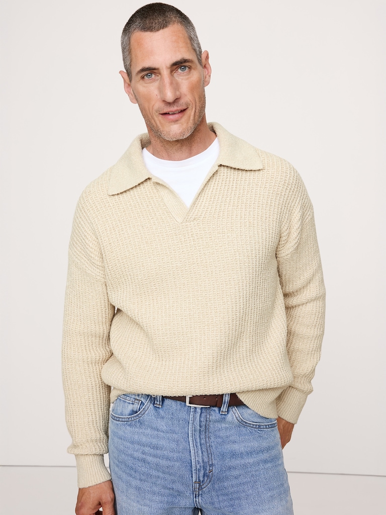 Chunky Cotton-Blend Sweater Polo