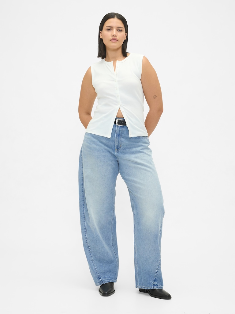 High Rise Baggy Barrel Jeans