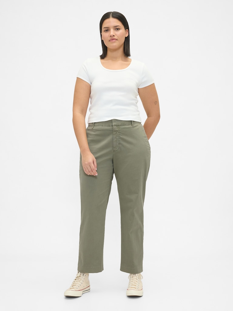 Mid Rise Straight Khakis