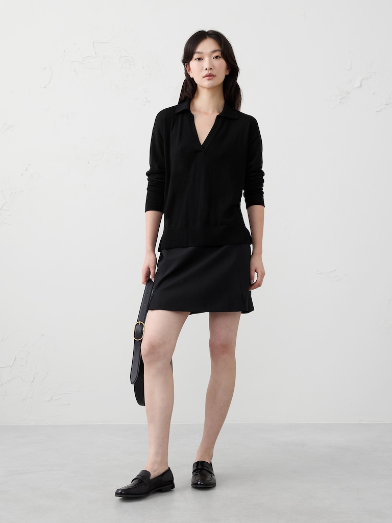 Merino Wool Johnny-Collar Sweater