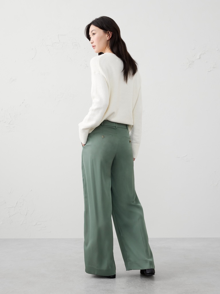 Wide-Leg High-Rise Sheen Trouser