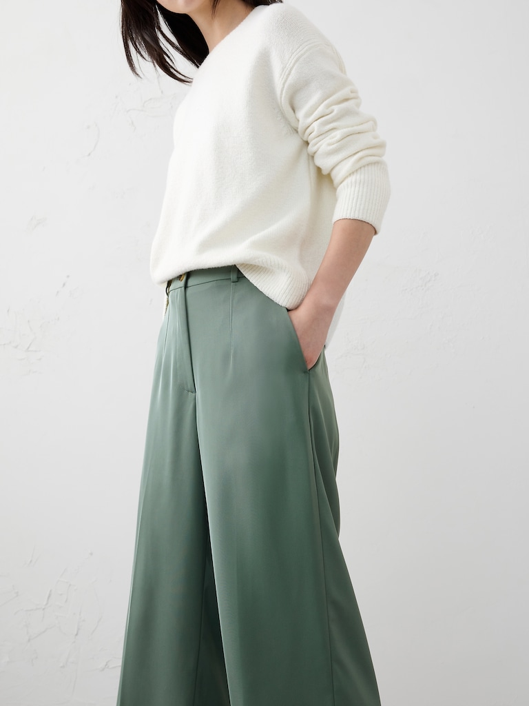 Wide-Leg High-Rise Sheen Trouser