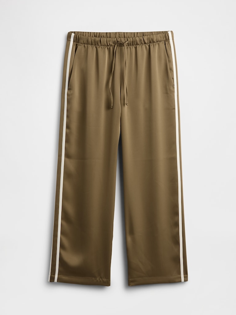 Relaxed Satin Straight-Leg Crop Pants