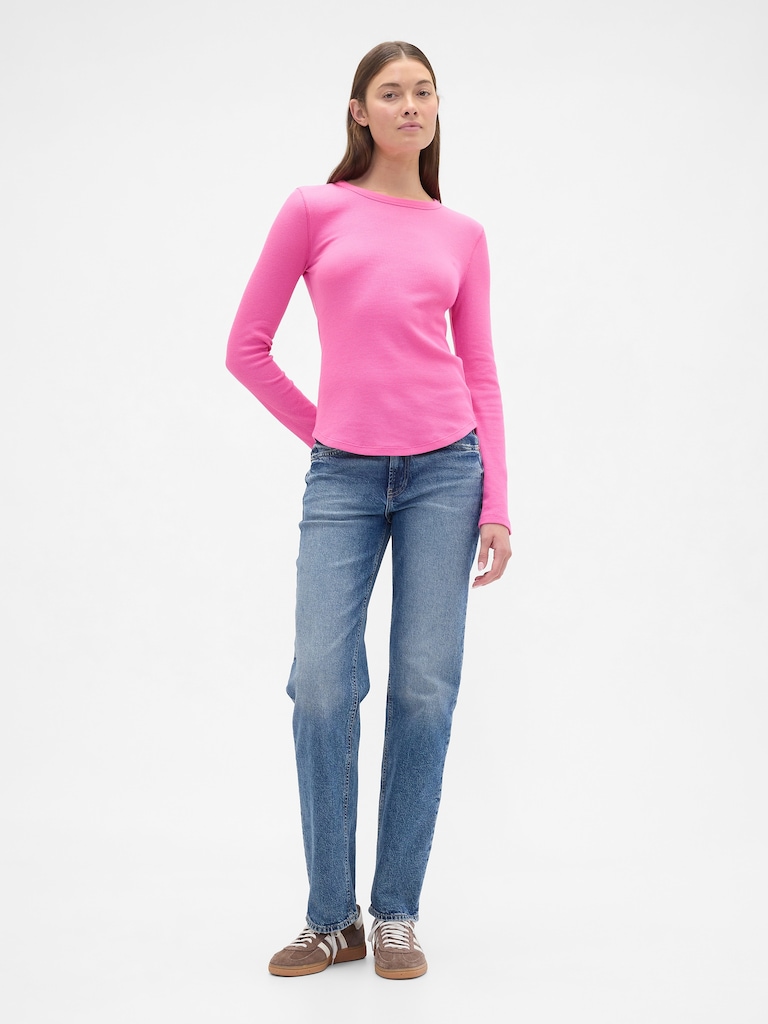 Waffle-Knit Crewneck T-Shirt