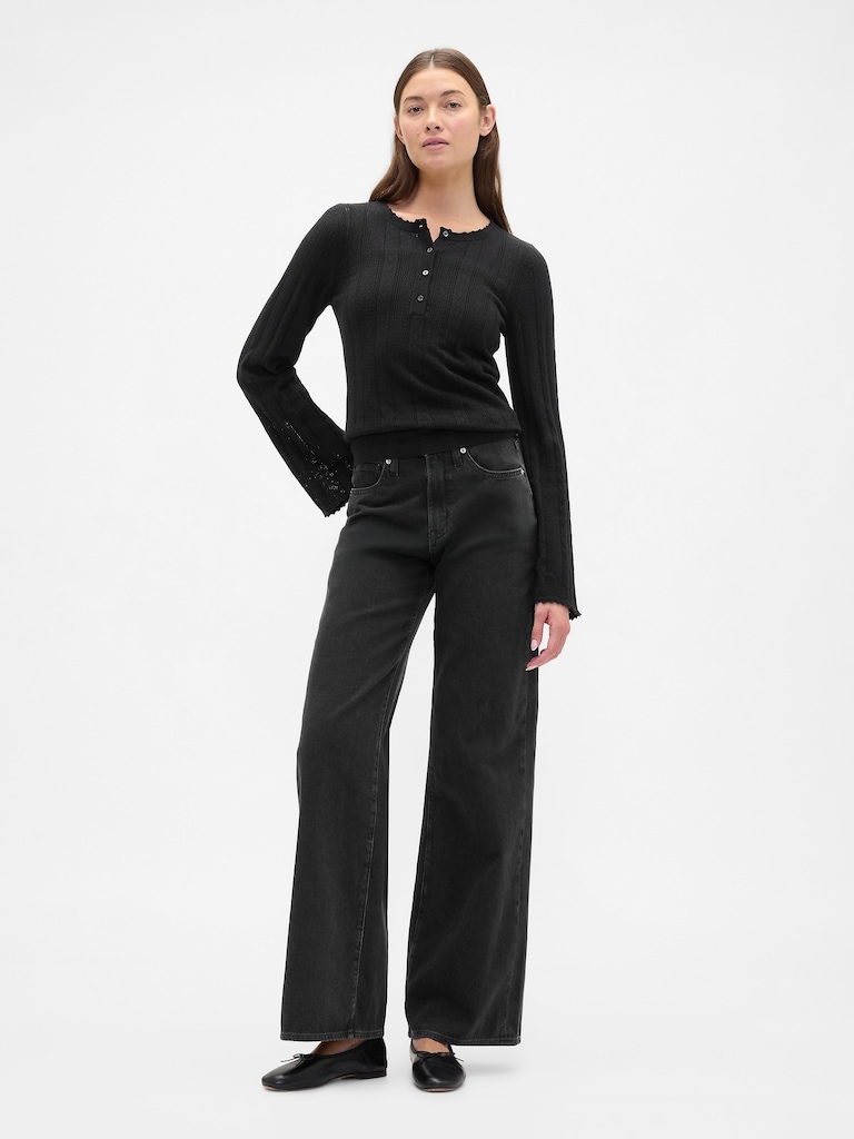 Pointelle Henley Top