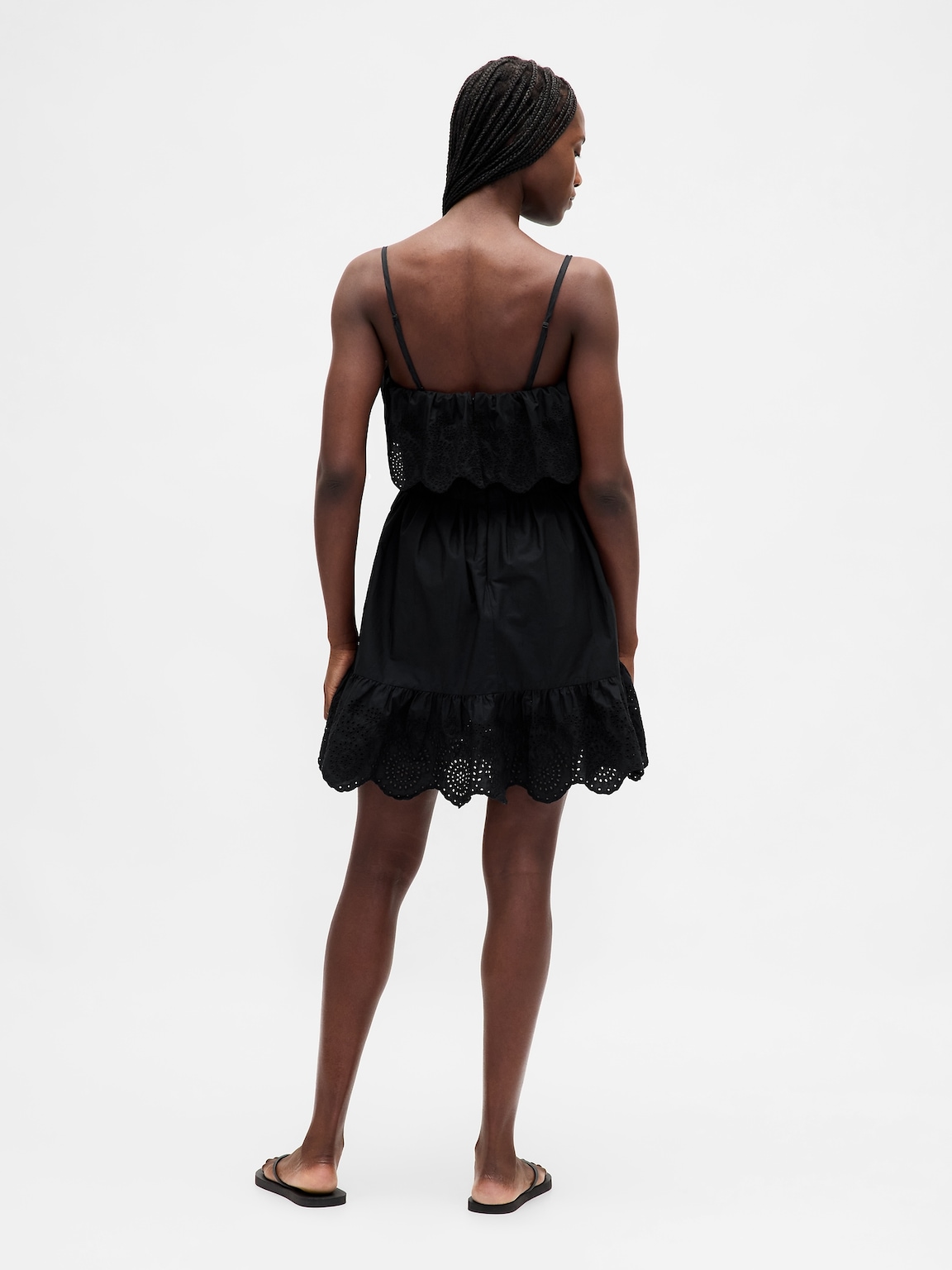 Eyelet Ruffle Mini Dress