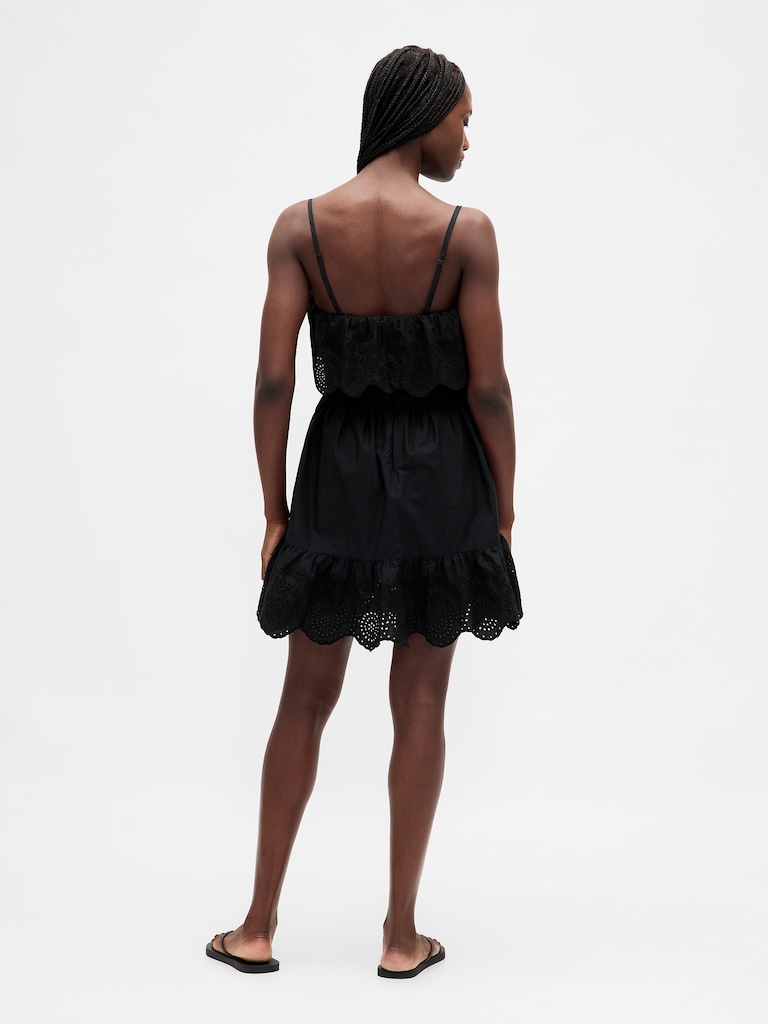 Eyelet Ruffle Mini Dress
