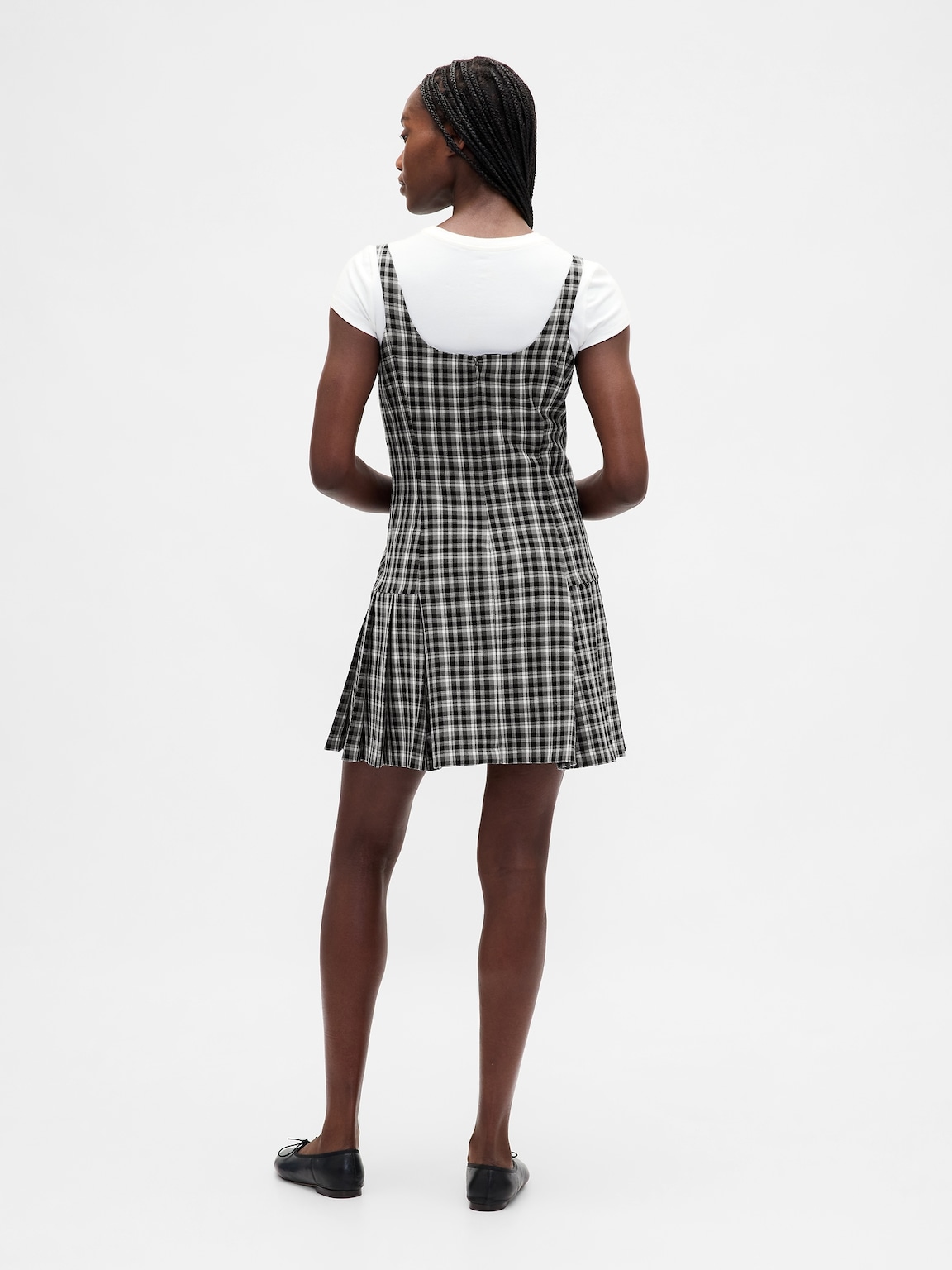 Square-Neck Pleated Mini Dress