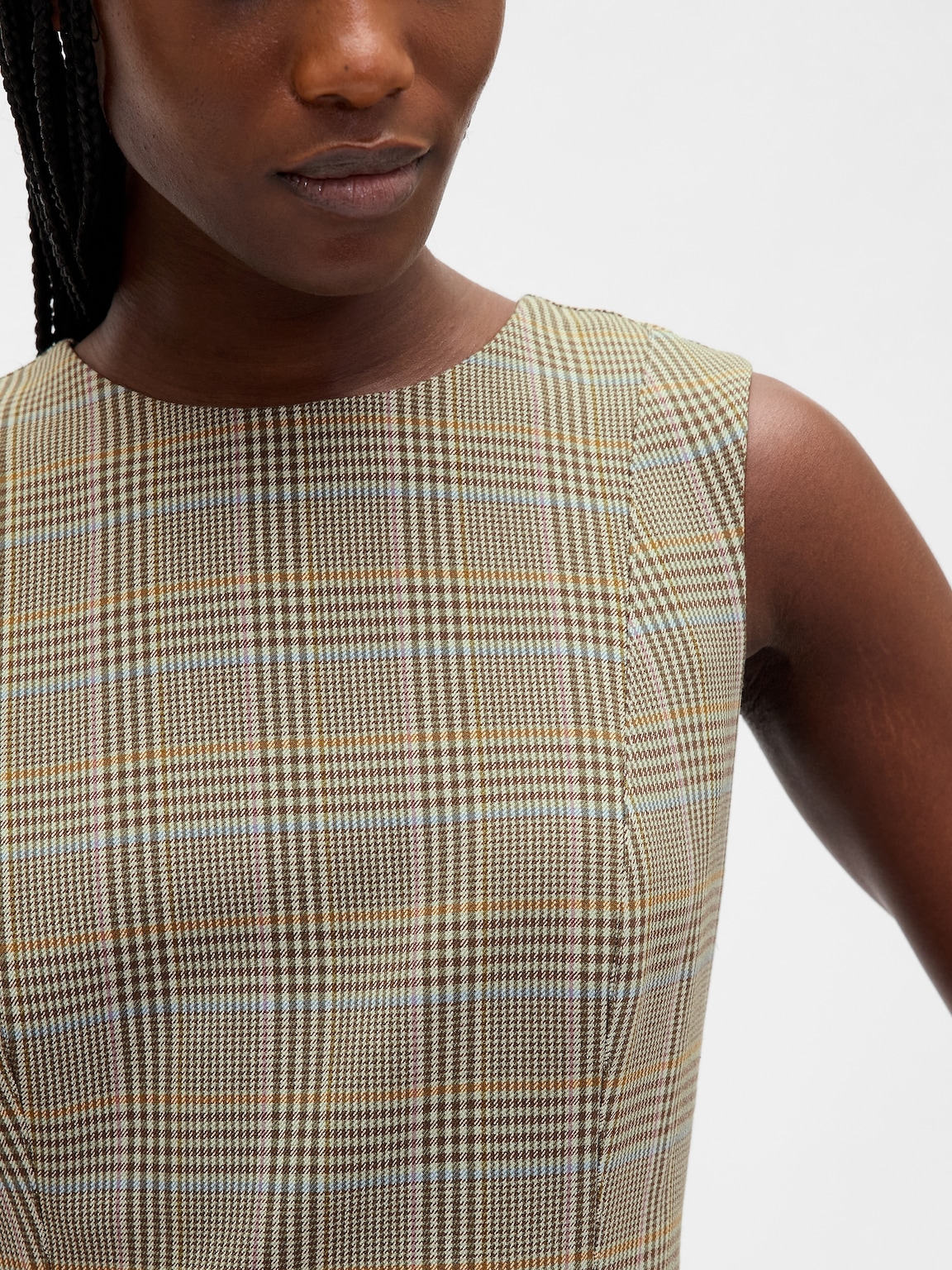 High-Neck Mini Shift Dress