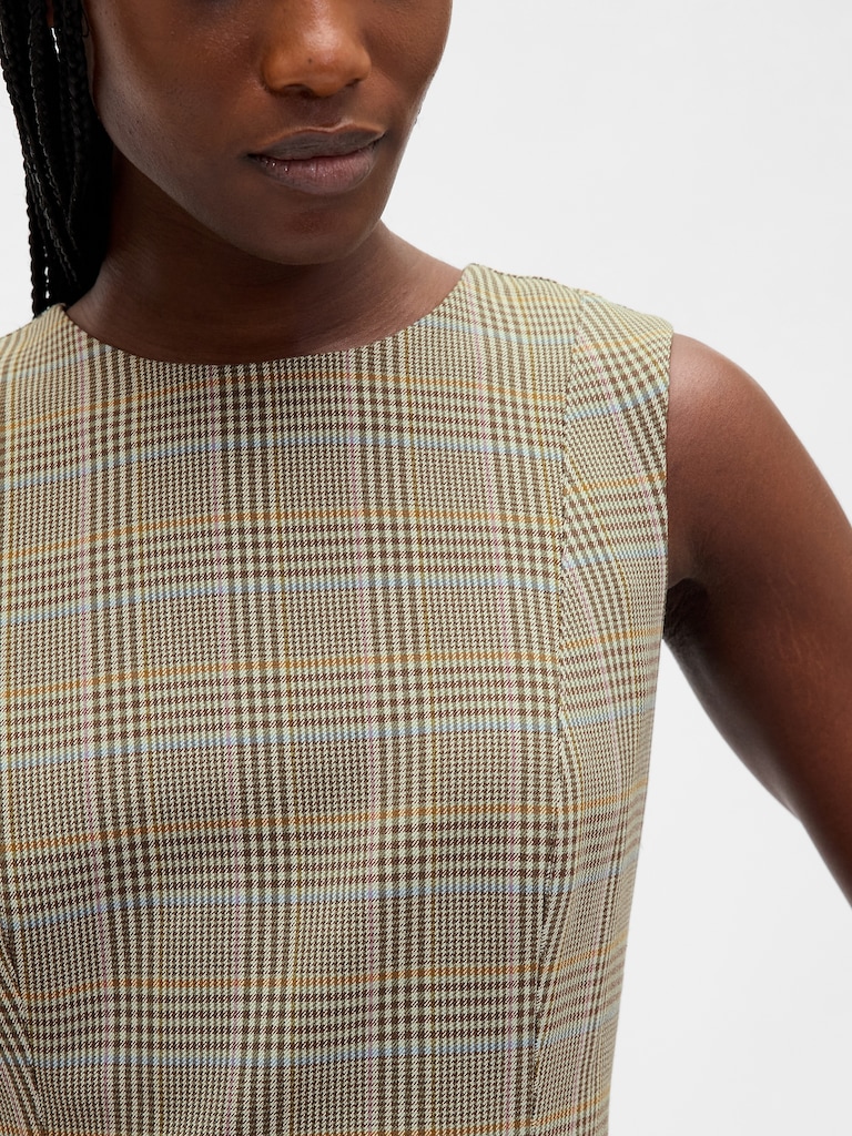 High-Neck Mini Shift Dress