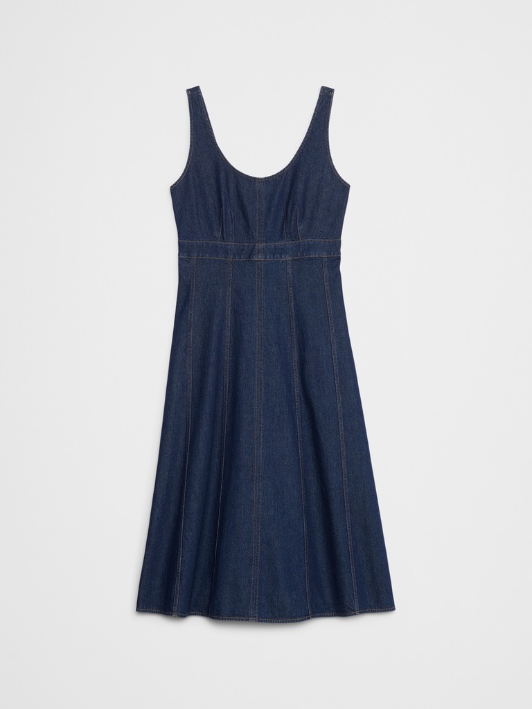 Denim Empire-Waist Midi Dress