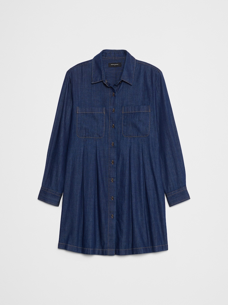 Denim Pocketed Mini Shirtdress