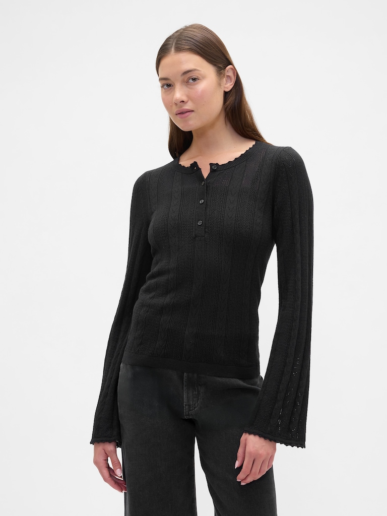 Pointelle Henley Top