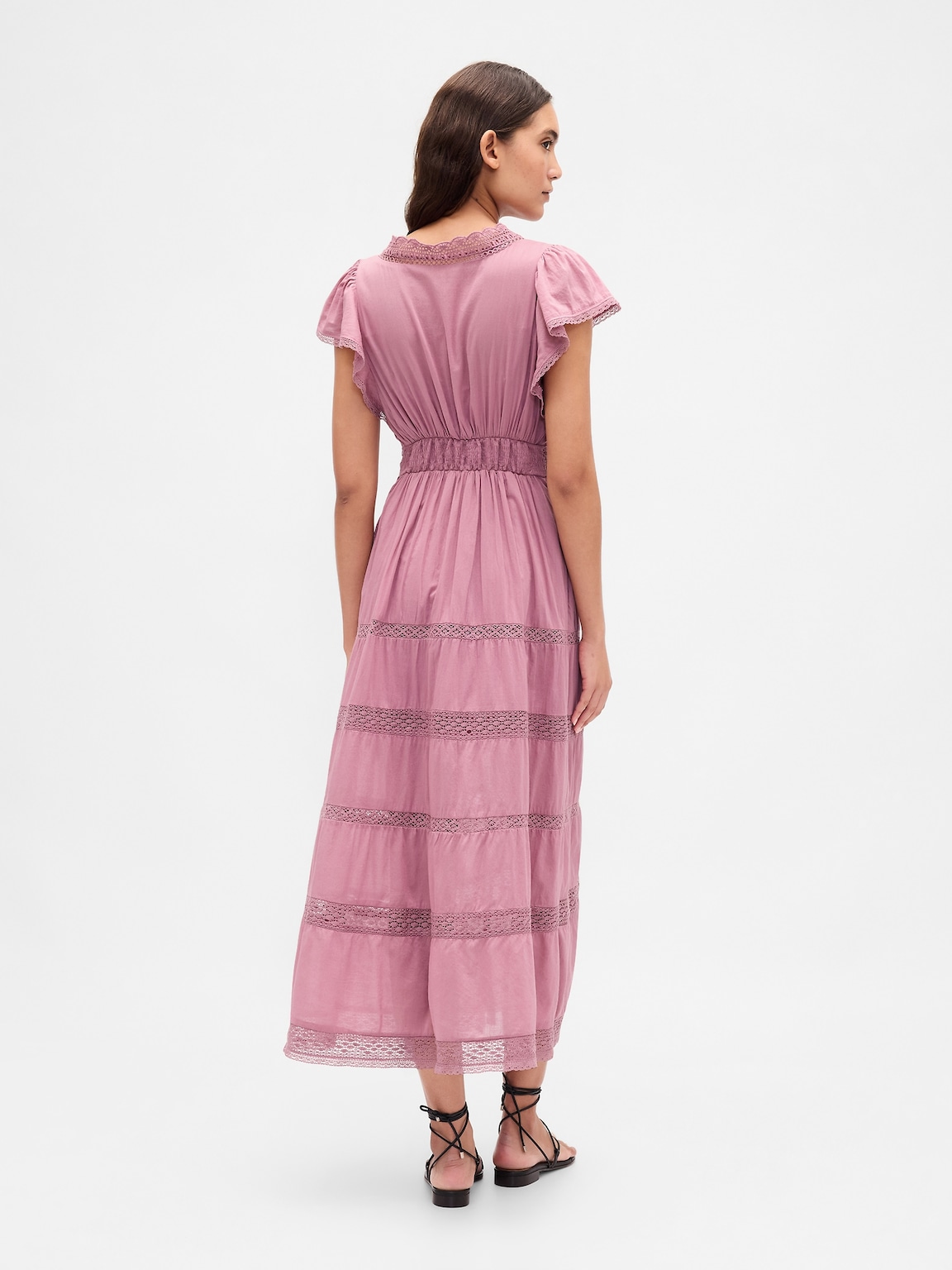 Lace-Trim Midi Dress