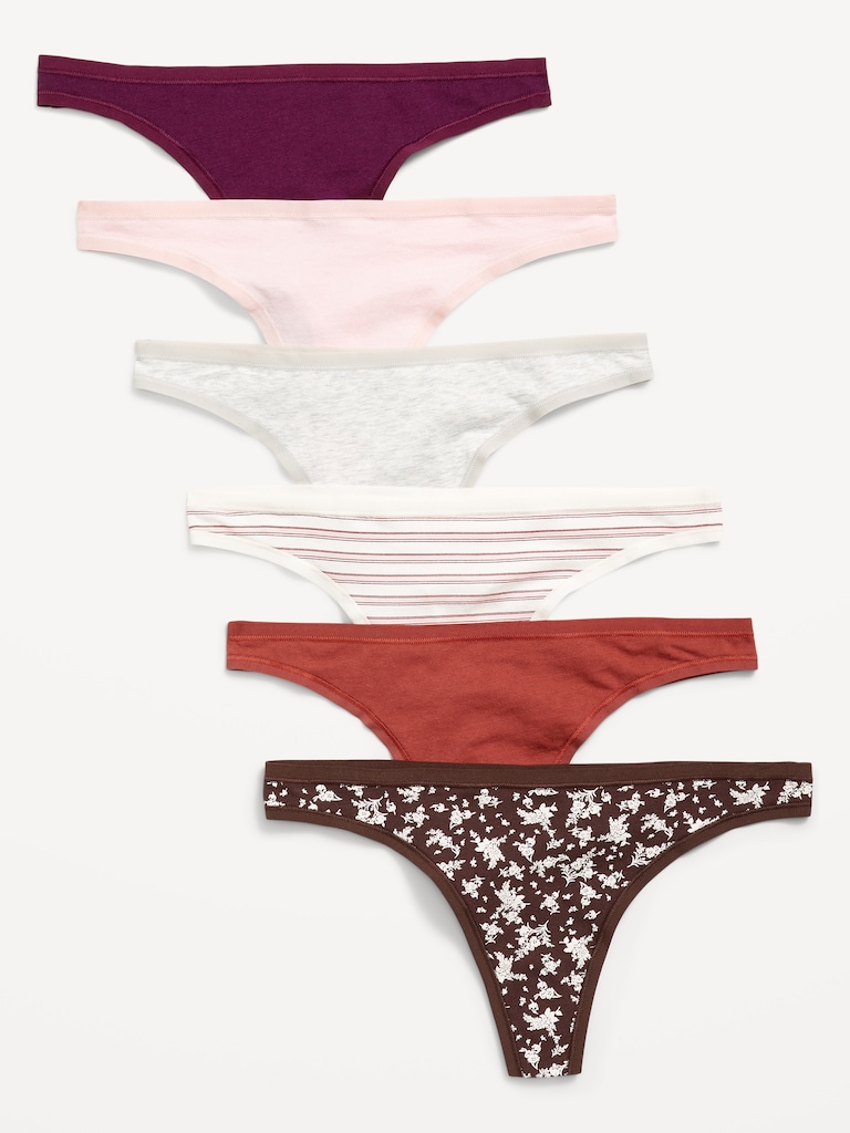 6-Pack Low-Rise Everyday Cotton Thong