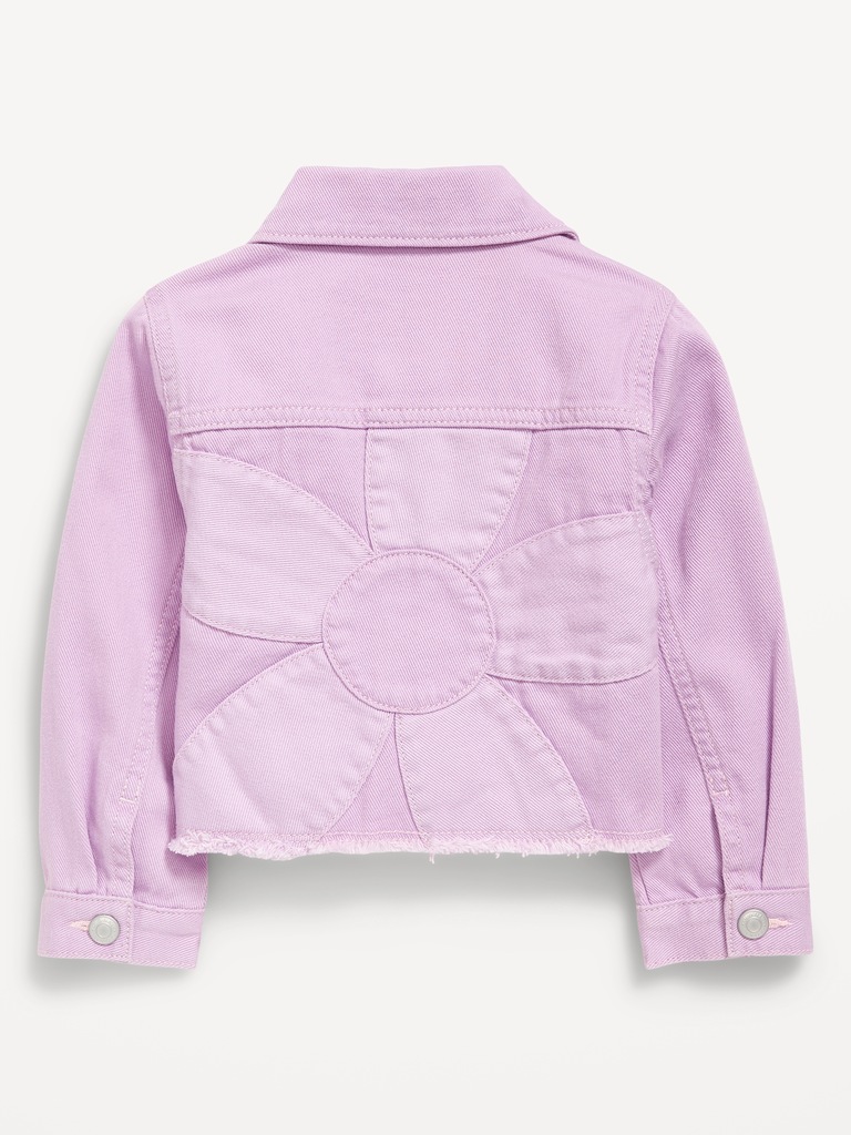 Veste courte en sergé à motif fleuri au dos pour toute-petite fille