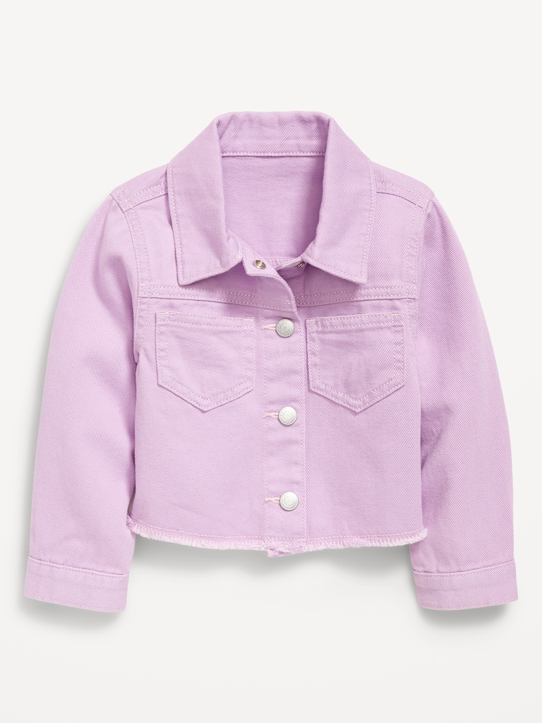 Veste courte en sergé à motif fleuri au dos pour toute-petite fille