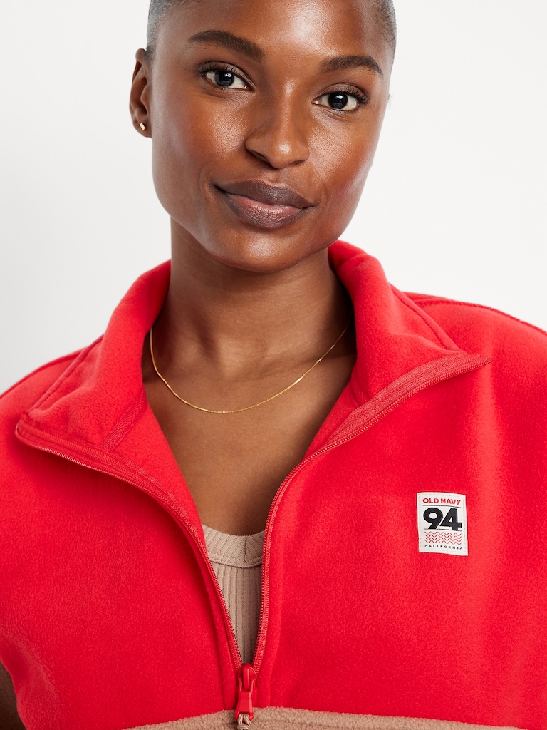 Oversized Performance Microfleece Cropped Half Zip